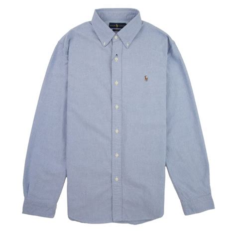 Polo Ralph Lauren Slim Fit Button Collar Long Sleeve Shirt Blue Onu