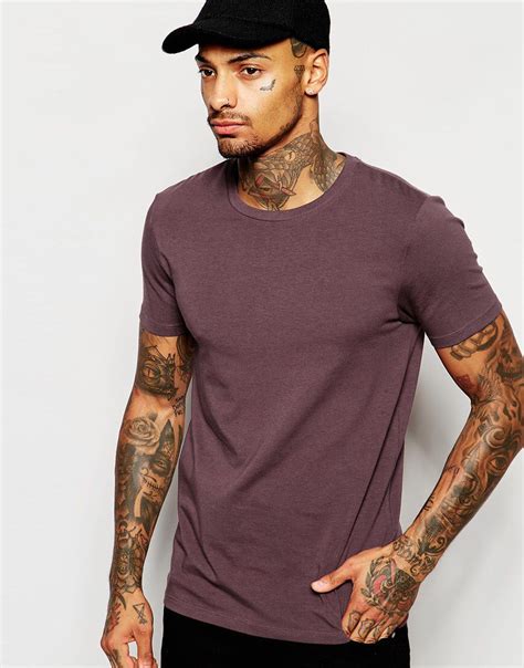 Asos Muscle Fit T Shirt With Crew Neck In Stretch At Shirts Crew Neck Mens Tops