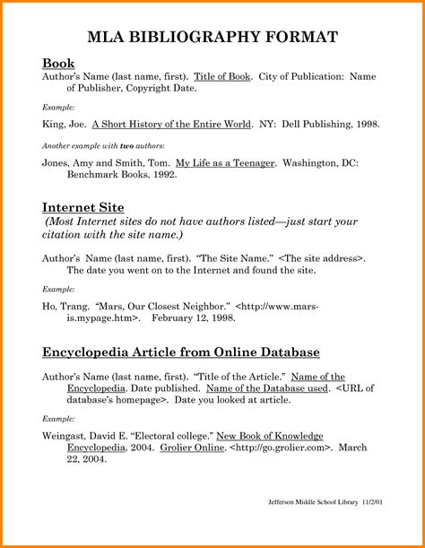 Mla Format Bibliography Example