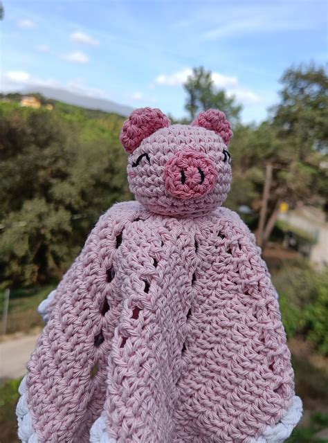 Crochet Pig Lovey Pattern Amigurumi Safety Blanket Baby Etsy