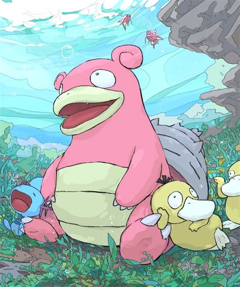 Psyduck Magikarp Wooper And Slowbro Pokemon Drawn By Aomon