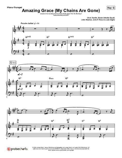 Amazing Grace My Chains Are Gone Instrument Solo Trumpet Solo Sheet