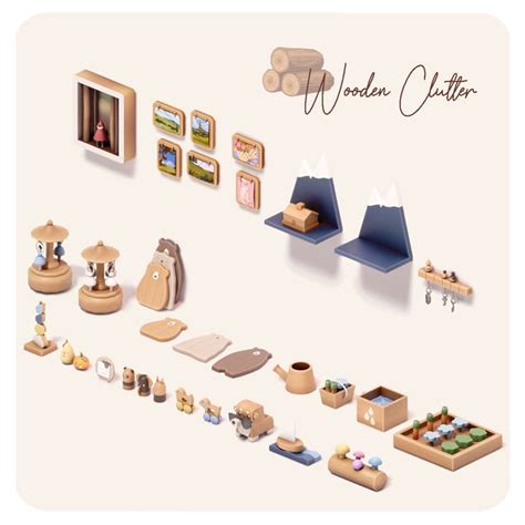 Wooden Clutter Set Sims Sims Sims Cc Furniture