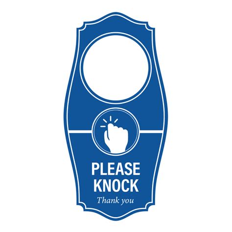 Signs Bylita Please Knock Thank You Door Hanger Blue 4 X 8