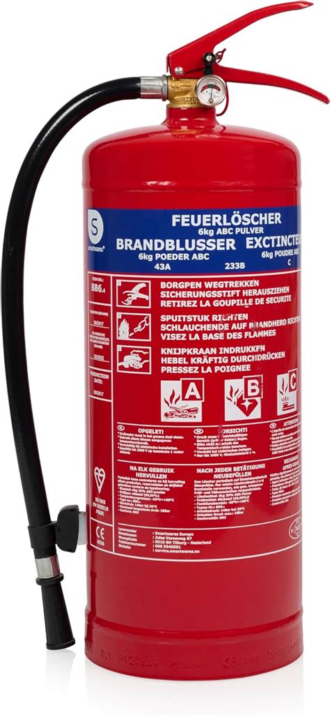 Smartwares Extintor De Polvo 6 Kg Para Incendios ABC Adecuado