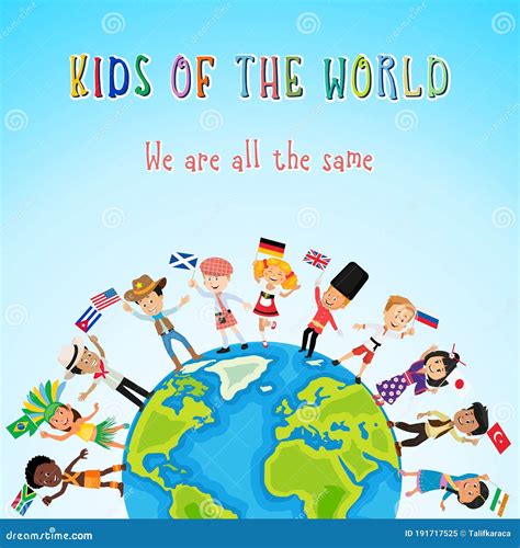 The Children of the World Come Together for Peace in Colorful Clothes. Earth and Kids Vector ...