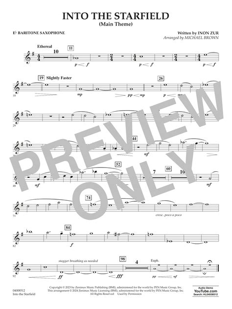 Into The Starfield Arr Michael Brown Eb Baritone Saxophone Sheet