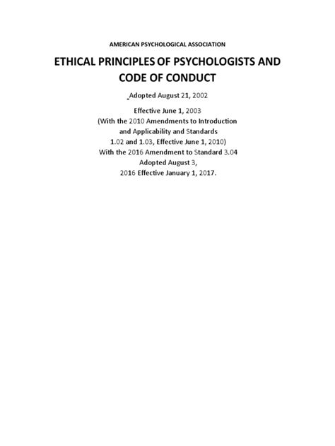 Ethical Principles Of Psychologists And Code Of Conduct Pdf Consentimiento Informado