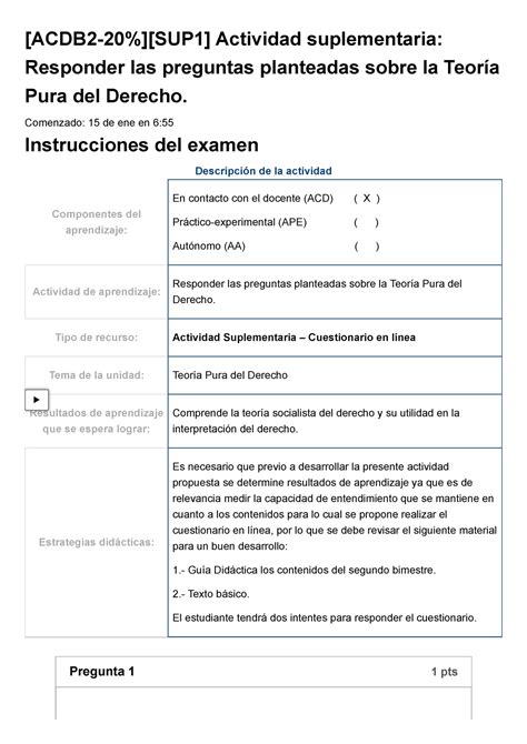 Examen ACDB 2 20 SUP 1 Actividad Suplementaria Responder Las