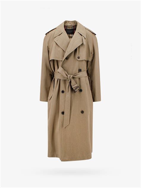 Balenciaga Double Breasted Trench Coats In Natural Lyst