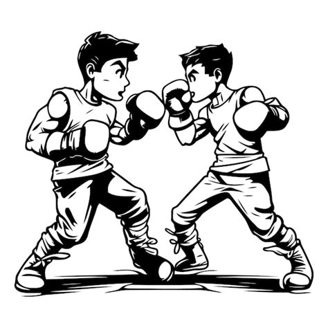 Dos Boxeadores Con Guantes De Boxeo Rojos Ilustraci N Vectorial En