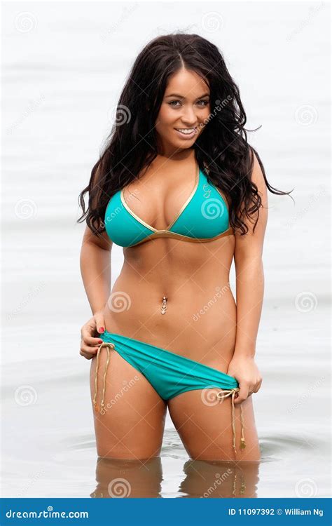 Girl In Blue Bikini Stock Photo Image Of Tanned Beautiful