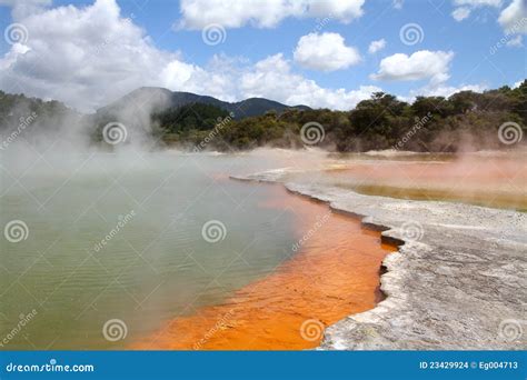 The Champagne Pool, Wai-O-Tapu Stock Photo - Image of stunning, skies: 23429924