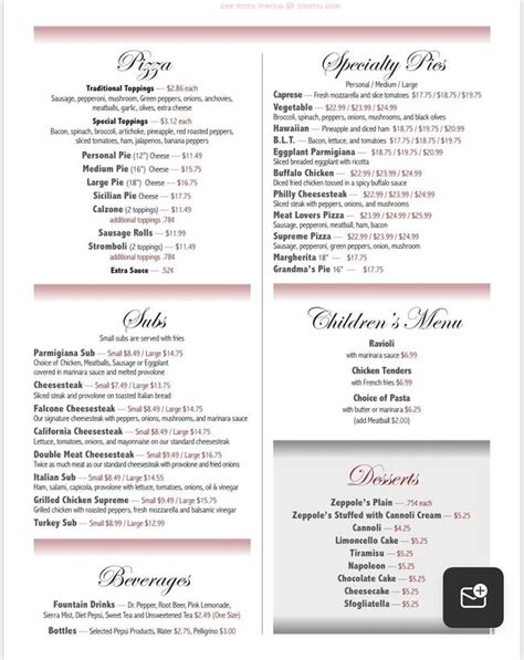 Online Menu Of Falcones Italian Restaurant Restaurant Leland North