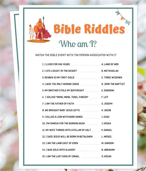 Bible games bible riddles bible who am i riddles sunday school games ...