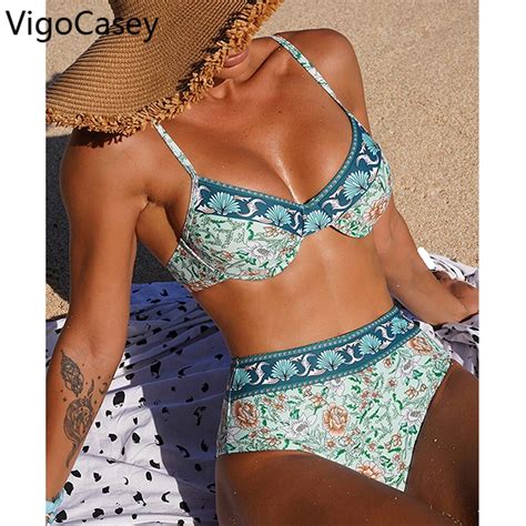 Vigocasey Sexy Underwire Push Up Strapped Bikini Swimwear Women 2022