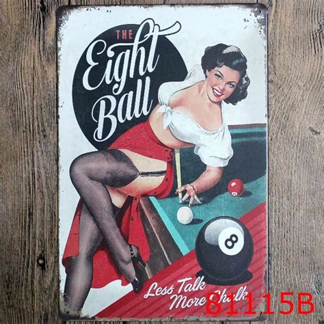 30X20CM Pin Up Play Billiards Vintage Home Decor Tin Sign For Wall