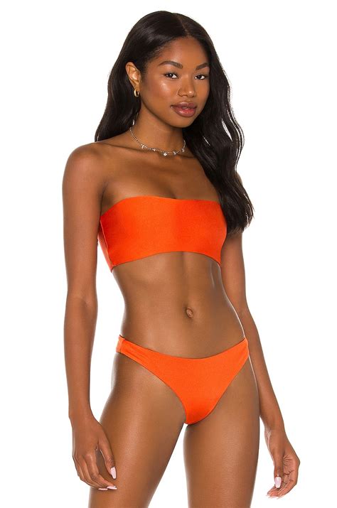 Jade Swim Ava Bandeau Bikini Top In Orange Sheen Revolve