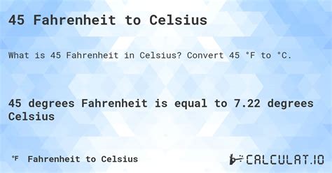 45 Fahrenheit to Celsius - Calculatio