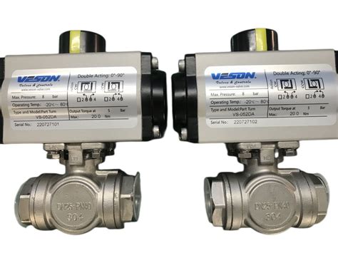 Dn Air Actuated Way Ss T Port Ball Valve Double Acting China