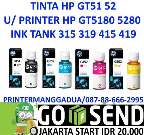 Jual Tinta Hp Gt Gt Cmyk Per Satuan Printer Hp Gt Gt Di