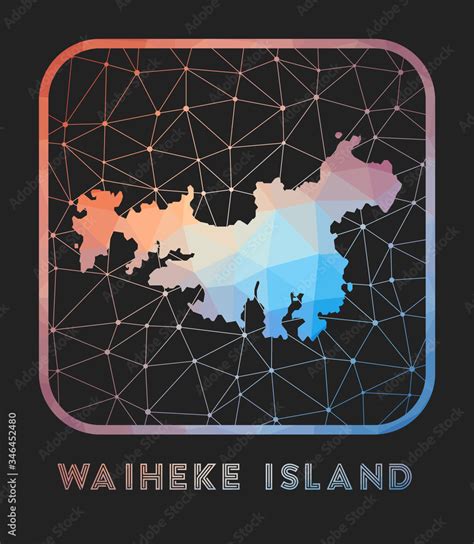 Vecteur Stock Waiheke Island Map Design Vector Low Poly Map Of The