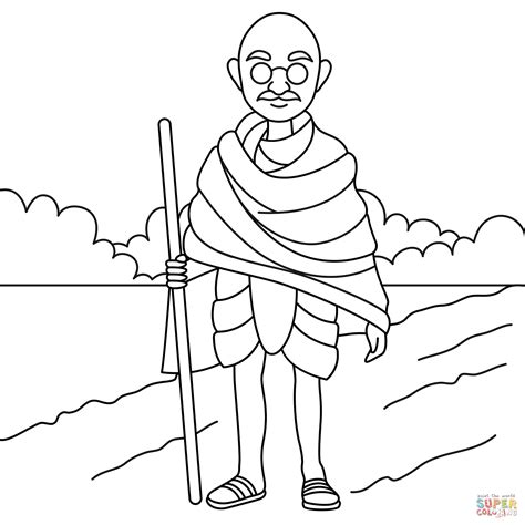 Gandhi Coloring Page Free Printable Coloring Page Coloring Nation