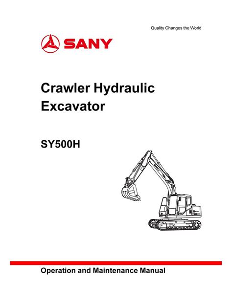 Manual De Operaci N Y Mantenimiento Pdf De La Excavadora Sany Sy H