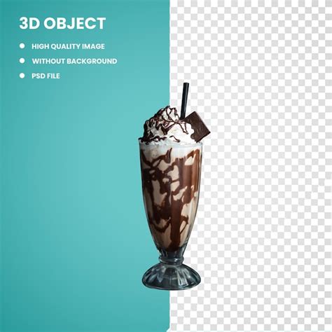 Premium PSD 3d Sundae Chocolate Ice Cream Caff Mocha Milkshake Hot