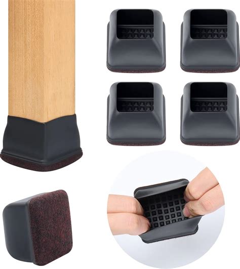 Kdyofni Pcs Square Rubber Chair Leg Tips Table Foot Caps Anti Slip