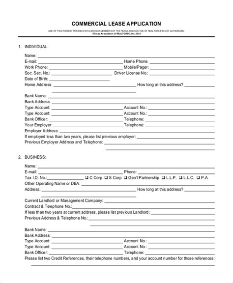 FREE 11 Sample Lease Application Templates In MS Word PDF