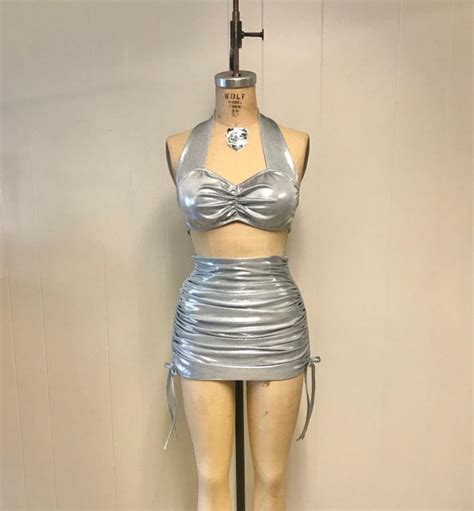 Helen Retro Two Piece Women S Bikini Swimsuit High Waist Etsy