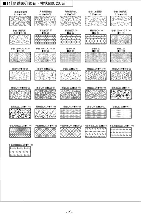 Illustrator パターンスウォッチ素材集「ハッチング＆ドット」製図・特許図面（断面図）・地質図・印刷用 イラレ屋