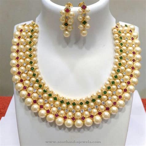 Hyderabad Pearl Choker Necklace Set South India Jewels