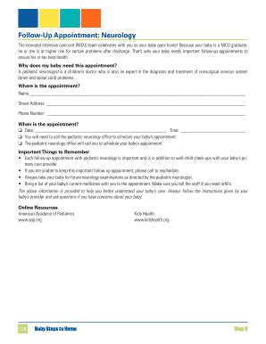 Fillable Online Follow-Up Appointment Neurology Fax Email Print - pdfFiller 