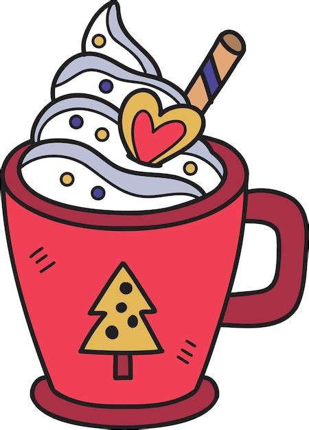 Premium Vector Hand Drawn Christmas Cocoa With Marshmallows Coffee