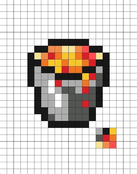 マイクラアイテム ドット絵 】 溶岩入り バケツ 《 アイロンビーズ クロスステッチ 図案 》 Laula Beads