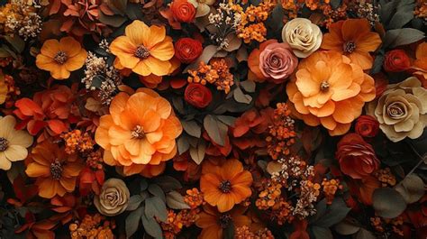 Flowers background fall colors still life orange | Premium AI-generated ...