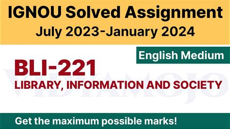 Ignou Bli 221 Solved Assignment 2023 24 Pdf Download English Medium Vidyamojo Youtube