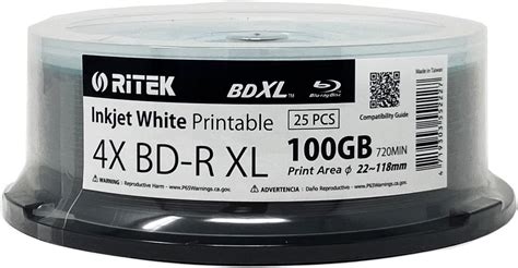 Amazon 25 Pack Ritek BD R XL BDXL 100GB Archival Grade Triple