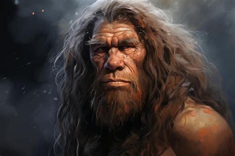 Premium Photo Hirsute Neanderthal Prehistoric Man Generate Ai