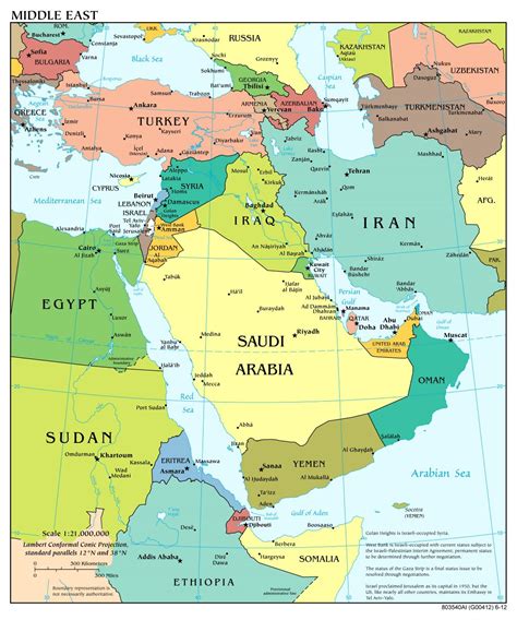 Large Scale Detailed Political Map Of The Middle East With Major Cities