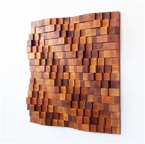 Parametric Wall Art Wood Block 3d Wall Sculpture In Natural Oil Color Dimensional Mosaic Wall