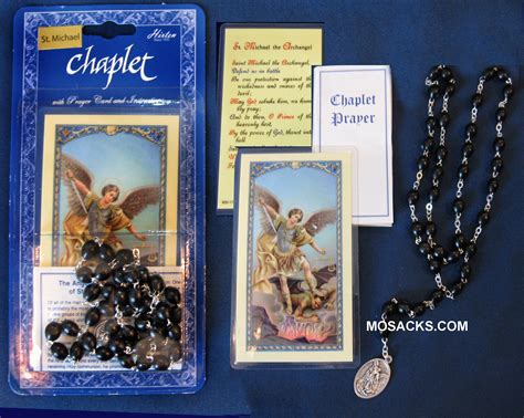 St. Michael Chaplet and Prayer Card, medal of Michael the Archangel, 9 ...