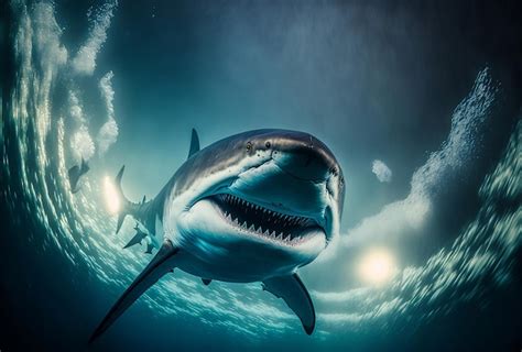 Premium Photo | Closeup portrait of scary shark underwater