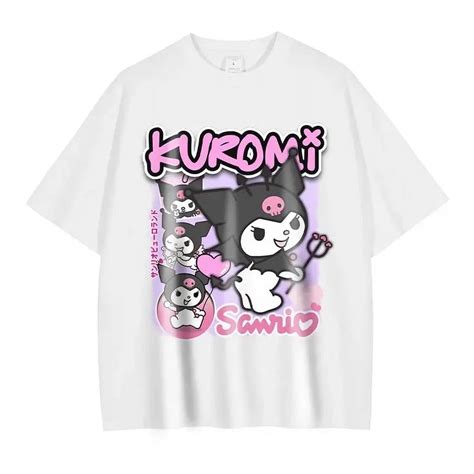 Anime My Melody T Shirt Oversized Vintage Washed Kuromi T Shirts Retro