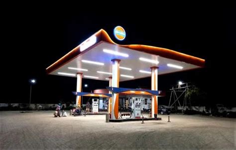 Orange Mild Steel New IOCL Petrol Pump Canopy At Rs 6000 Square Meter