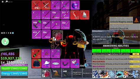 Blox Fruit Lv 2550 Ghoul V4 Tier 10 Dark Coat Sanguine Art