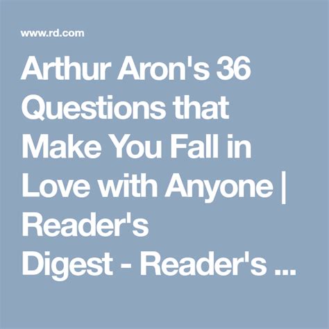 Arthur Arons 36 Questions That Make You Fall In Love With Anyone