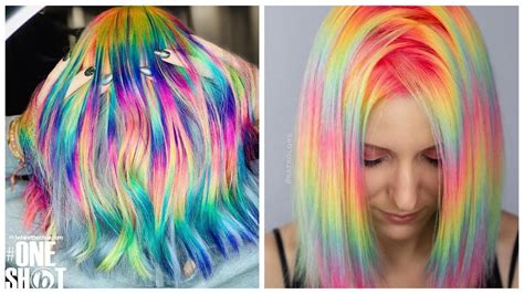 Colorful Hair Ideas 💙rainbow Color Hair Transformation Hairstyle